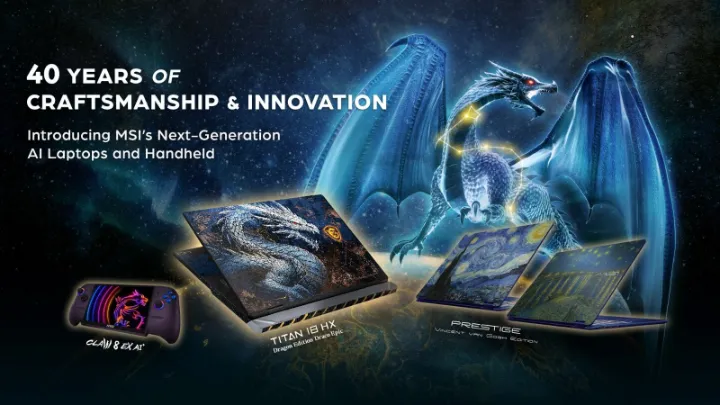 كشفت MSI عن جهاز الألعاب المحمول Claw 8 EX AI+ بمعالج Intel® Arc™ G3 Extreme وTitan 18 HX Dragon Edition Draco Epic في معرض COMPUTEX 2026